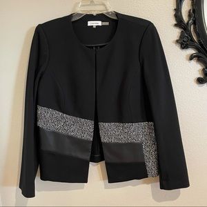 Calvin Kline Black with Faux Leather Panel Blazer size 12